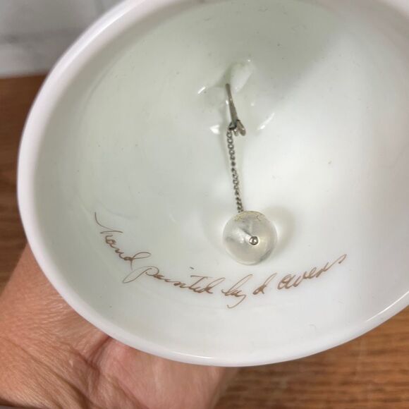 PRICE DROP Fenton Vtg white milk glass bell handpainted, violets in snow - Picture 5 of 5